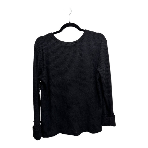 CASLON Holiday Waffle Knit Black Henley Shirt Size S - Picture 2 of 4